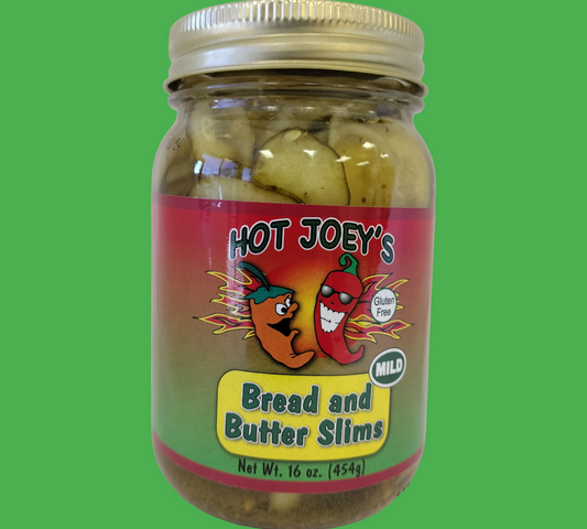 Hot Joey's Mild Bread and Butter Pickle Slims 16 oz